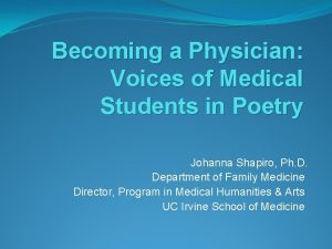 Becoming a Physician Voices of Medical Students in