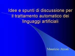 Idee e spunti di discussione per il trattamento