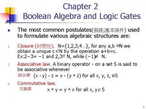 Chapter 2 Boolean Algebra and Logic Gates n