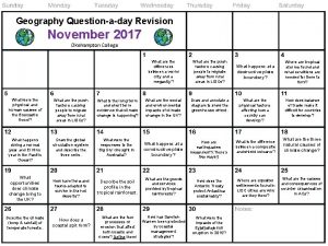 Geography Questionaday Revision November 2017 Okehampton College What