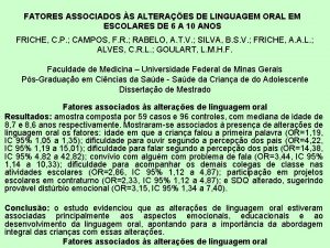 FATORES ASSOCIADOS S ALTERAES DE LINGUAGEM ORAL EM