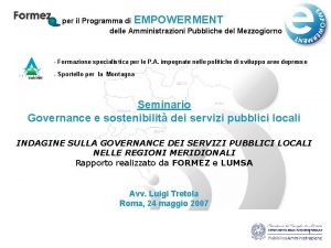 per il Programma di EMPOWERMENT delle Amministrazioni Pubbliche