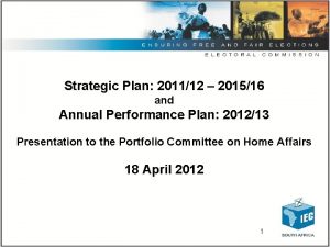 Strategic Plan 201112 201516 and Annual Performance Plan
