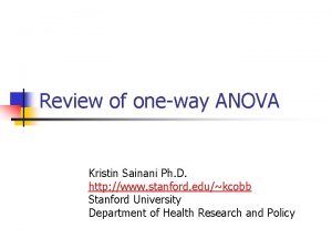 Review of oneway ANOVA Kristin Sainani Ph D