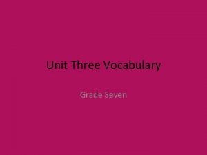 Unit Three Vocabulary Grade Seven 1 animated adj