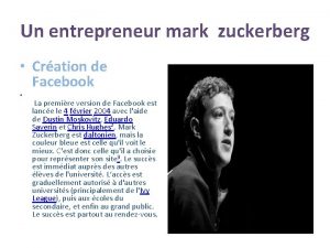 Un entrepreneur mark zuckerberg Cration de Facebook La
