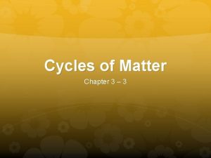 Cycles of Matter Chapter 3 3 Biogeochemical Cycles