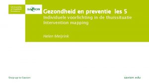 Gezondheid en preventie les 5 Individuele voorlichting in