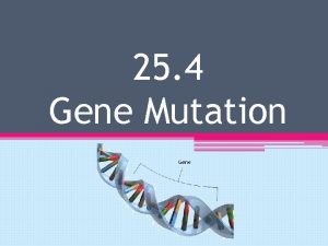 25 4 Gene Mutation Gene Mutations Mutation a