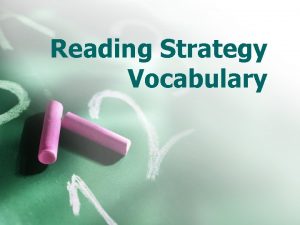 Reading Strategy Vocabulary Reading Strategy Vocabulary Making Connections