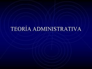 TEORA ADMINISTRATIVA 1 EVOLUCIN DEL PENSAMIENTO ADMINISTRATIVO La