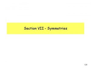 Section VII Symmetries 129 Identical particles If particles