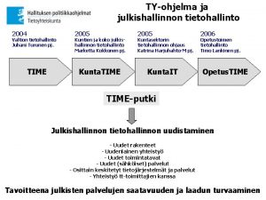 TYohjelma ja julkishallinnon tietohallinto 2004 Valtion tietohallinto Juhani