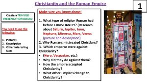 Christianity and the Roman Empire Create a TRIFOLD