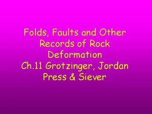 Folds Faults and Other Records of Rock Deformation