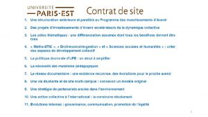 1 NOS OBJECTIFS DE TRAVAIL Affirmer nos diffrenciations