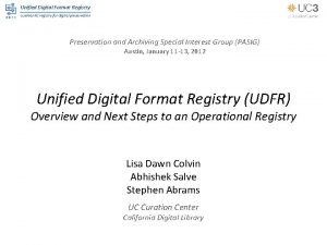 Unified Digital Format Registry a semantic registry for