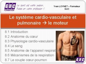 Yvan LOYNET Formateur GUC Le systme cardiovasculaire et