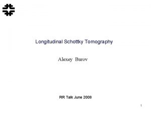 Longitudinal Schottky Tomography Alexey Burov RR Talk June
