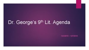 Dr Georges th 9 Lit Agenda 1232018 1272018