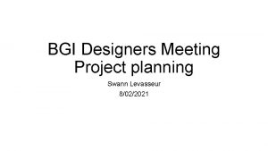 BGI Designers Meeting Project planning Swann Levasseur 8022021