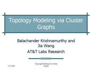 Topology Modeling via Cluster Graphs Balachander Krishnamurthy and