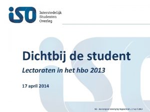 Dichtbij de student Lectoraten in het hbo 2013