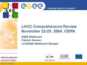 Enabling Grids for Escienc E LHCC Comprehensive Review