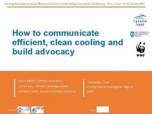 Twinning Workshop on EnergyEfficient and ClimateFriendly Refrigeration and