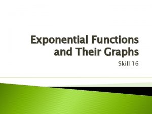 Exponential Functions and Their Graphs Skill 16 Objectives