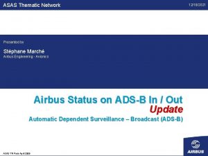 ASAS Thematic Network Presented by Stphane March Airbus