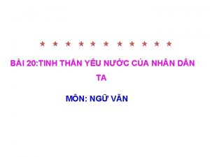 BI 20 TINH THN YU NC CA NH