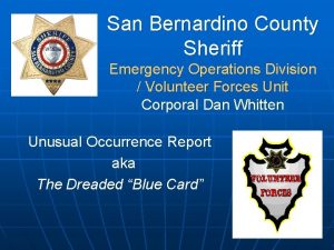 San Bernardino County Sheriff Emergency Operations Division Volunteer