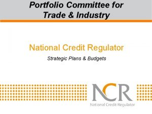 Portfolio Committee for Trade Industry National Credit Regulator