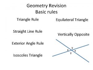 Geometry Revision Basic rules Triangle Rule Straight Line