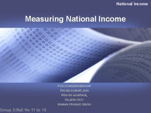 National Income Measuring National Income Group 3 Roll