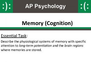 AP Psychology Memory Cognition Essential Task Describe the