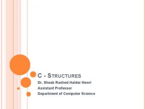 C STRUCTURES Dr Sheak Rashed Haider Noori Assistant