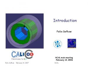 Introduction Felix Sefkow HCAL main meeting February 14