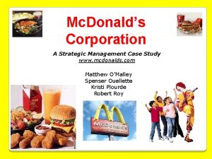 Mc Donalds Corporation A Strategic Management Case Study