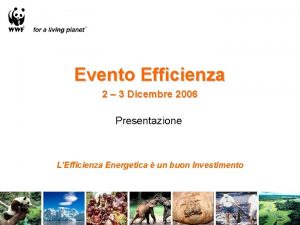 Evento Efficienza 2 3 Dicembre 2006 Presentazione LEfficienza