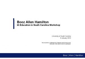 Booz Allen Hamilton IA Education in South Carolina