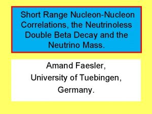 Short Range NucleonNucleon Correlations the Neutrinoless Double Beta