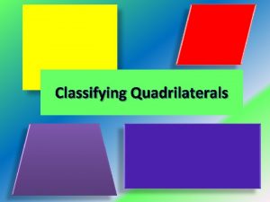 Classifying Quadrilaterals What is a quadrilateral A quadrilateral