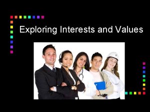 Exploring Interests and Values What are your interests