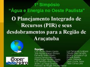 1 Simpsio gua e Energia no Oeste Paulista