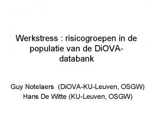 Werkstress risicogroepen in de populatie van de Di