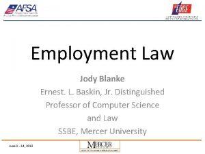 Employment Law Jody Blanke Ernest L Baskin Jr