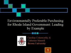Environmentally Preferable Purchasing for Rhode Island Government Leading