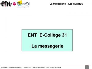 La messagerie Les Flux RSS ENT ECollge 31